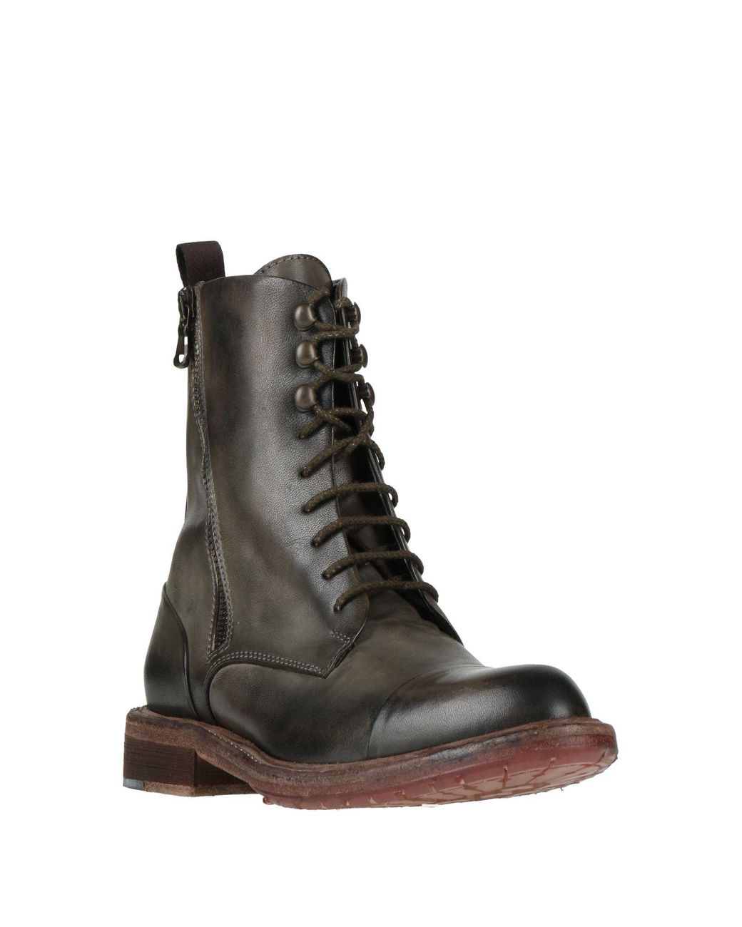 JP/DAVID Brown Military Ankle Boots Calfskin
