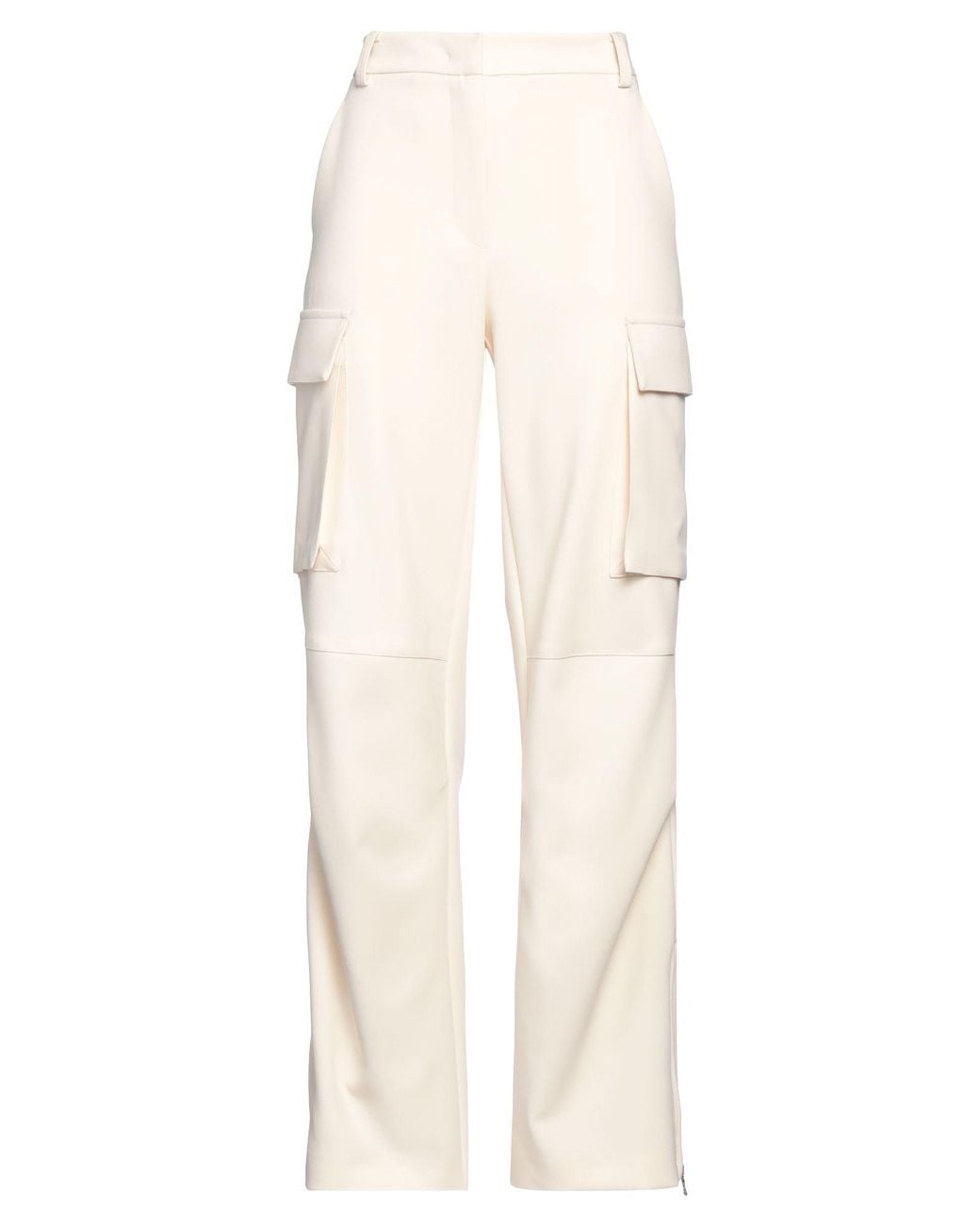 Patrizia Pepe White Ivory Pants Polyester, Viscose, Elastane