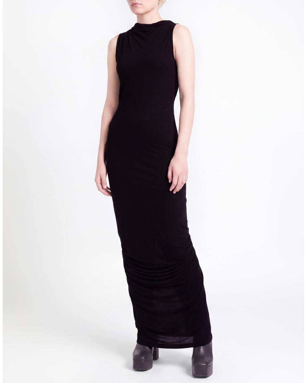 Rick Owens Black Maxi Dress Modal, Cashmere, Elastane