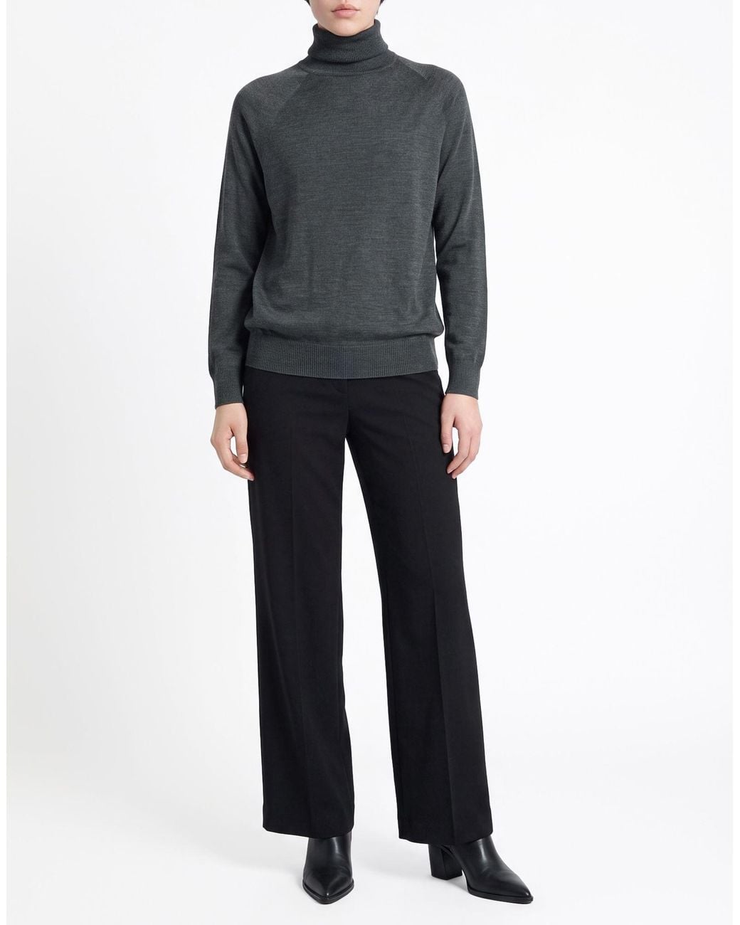 Gentry Portofino Blue Charcoal Turtleneck Virgin Wool, Silk