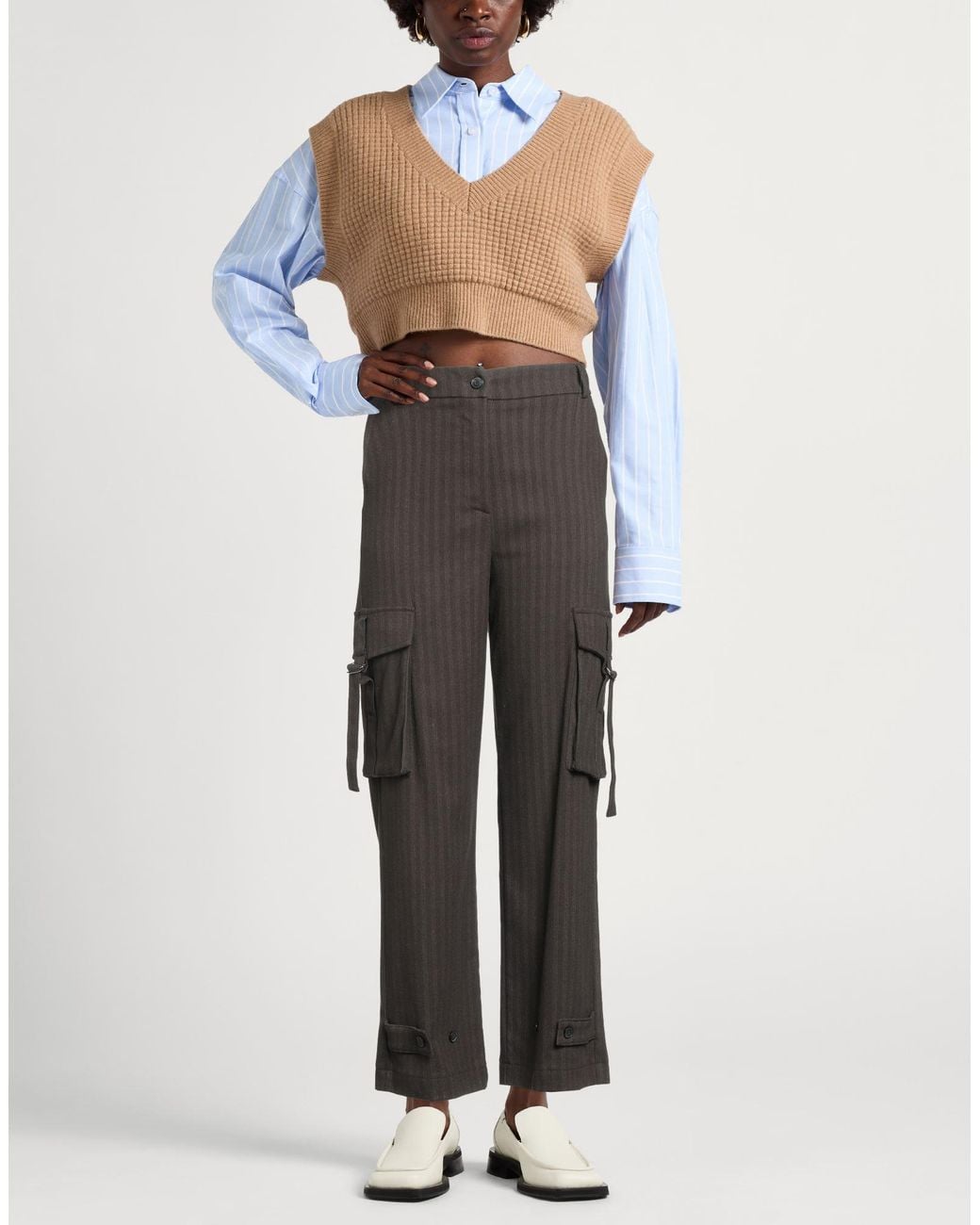 ViCOLO Gray Pants Polyester, Viscose, Elastane