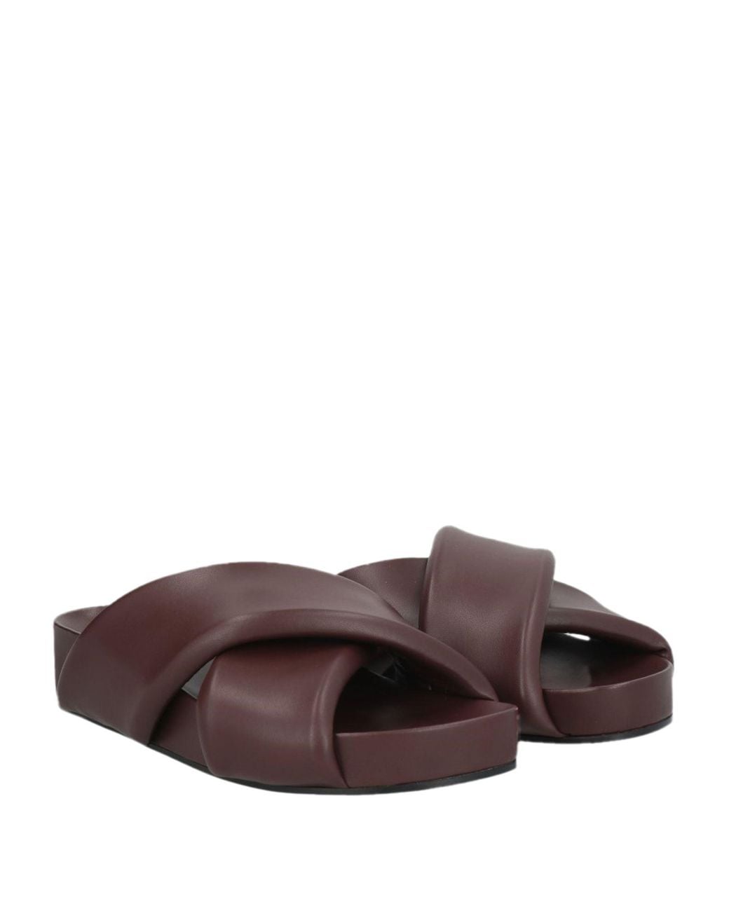 Jil Sander Brown Nappa Leather Flat Sandals