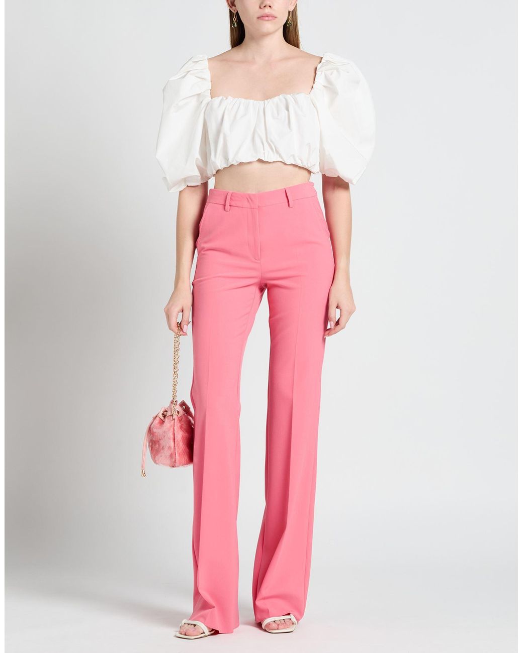 Marella Pink Pants Polyester, Viscose, Elastane