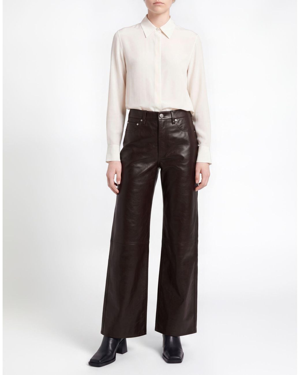 Rag & Bone Black Dark Pants Cow Leather