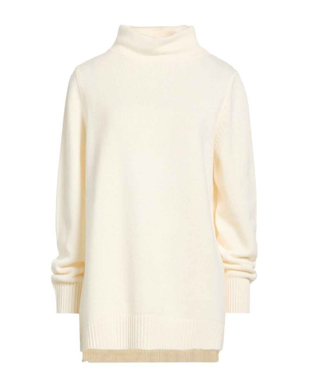 Gran Sasso White Turtleneck Virgin Wool, Viscose, Cashmere
