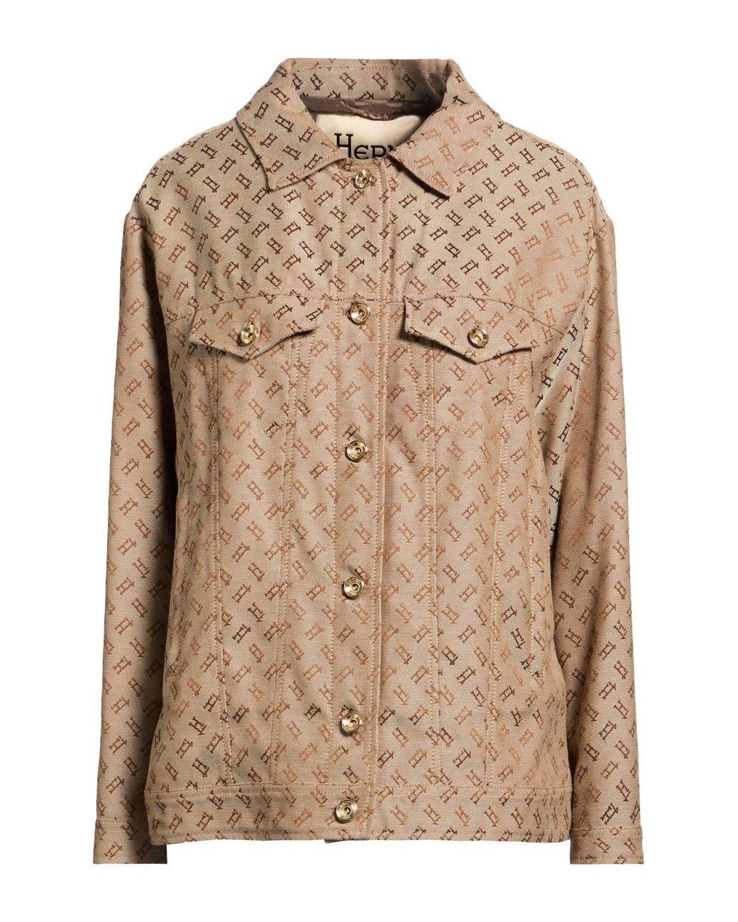 Herno Brown Khaki Jacket Polyester, Cotton