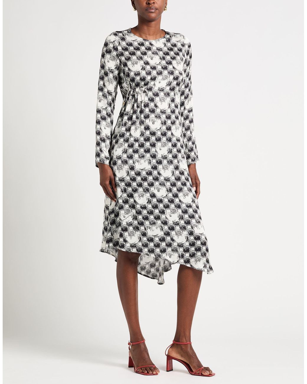 Manila Grace White Midi Dress Viscose