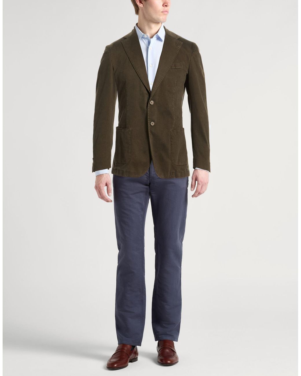 Santaniello Green Military Blazer Cotton, Elastane for men