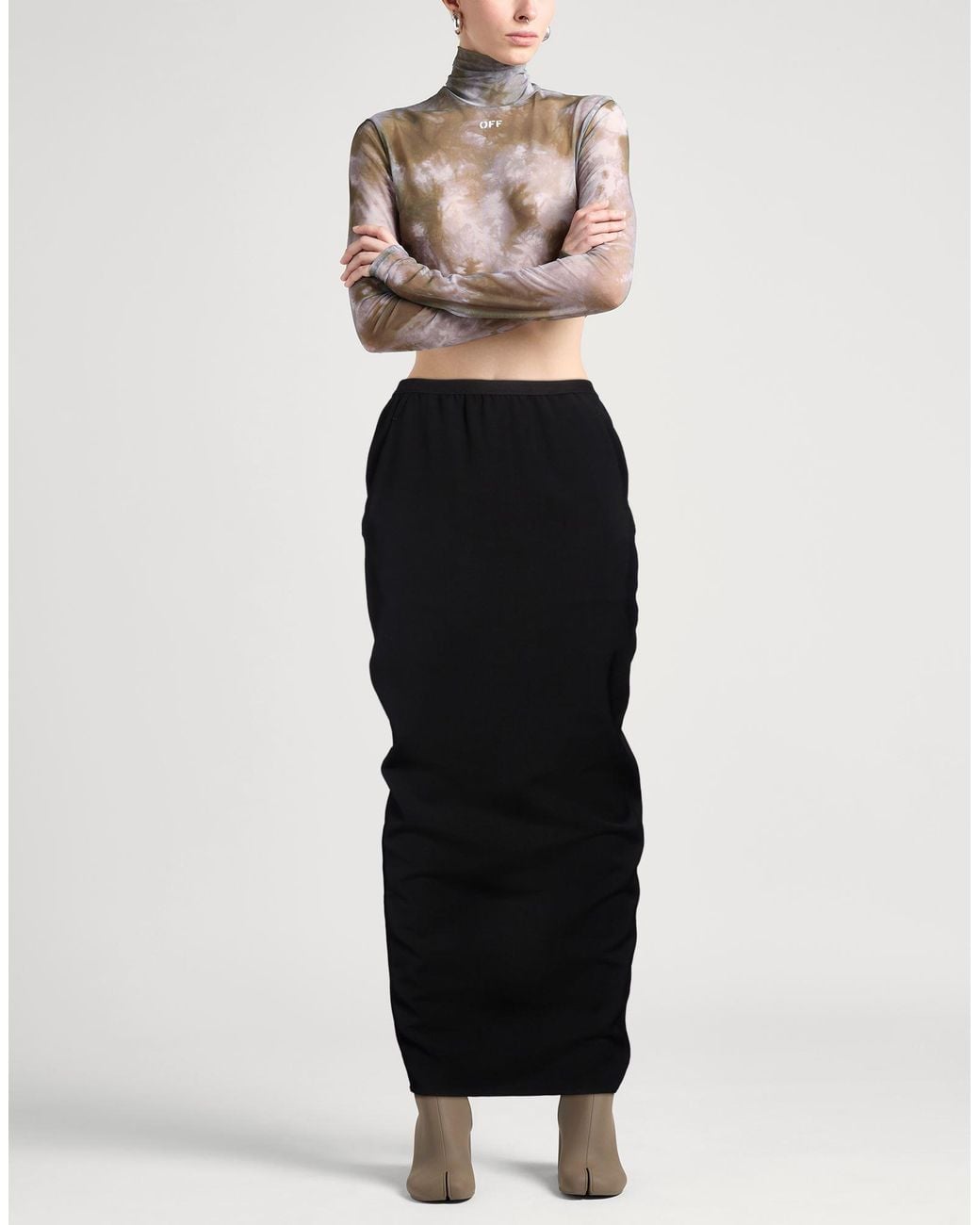 Rick Owens Black Maxi Skirt Virgin Wool, Polyamide, Elastane