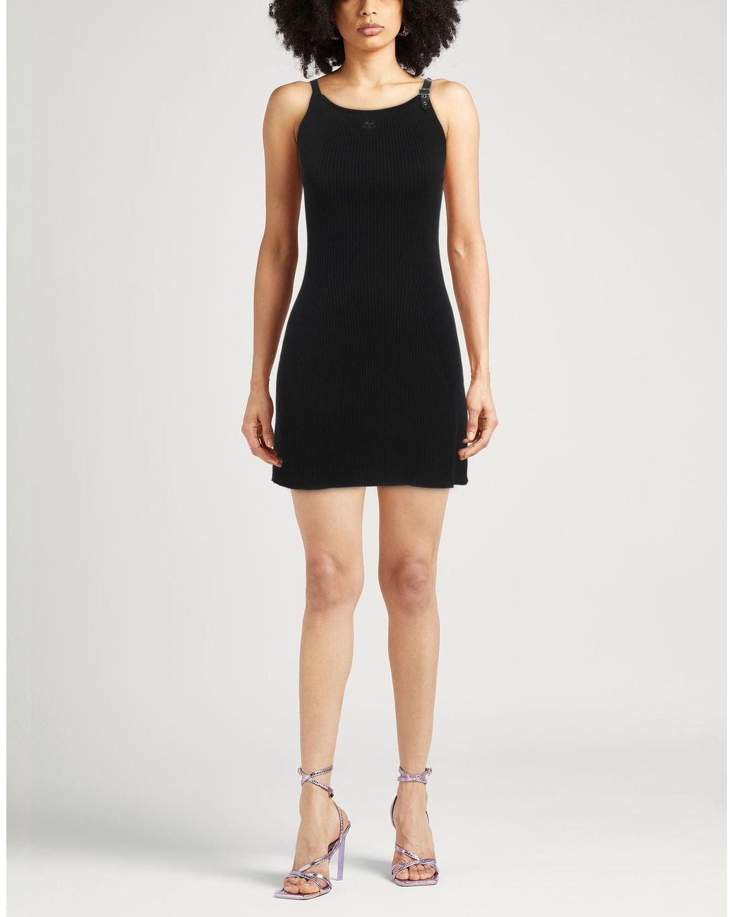 Courreges Black Mini Dress Viscose, Polyester