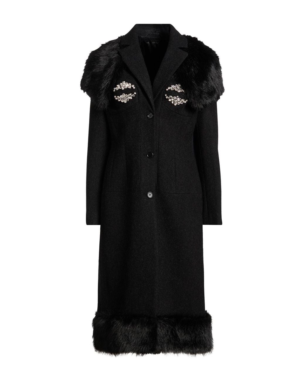 Simone Rocha Black Coat Virgin Wool, Polyamide, Polyester