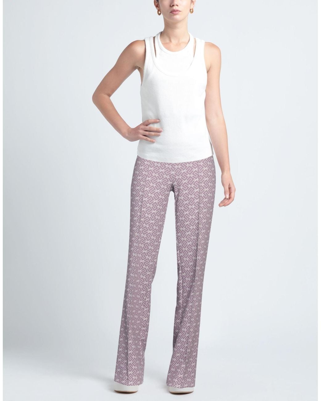 Elisabetta Franchi Purple Mauve Pants Viscose, Elastane