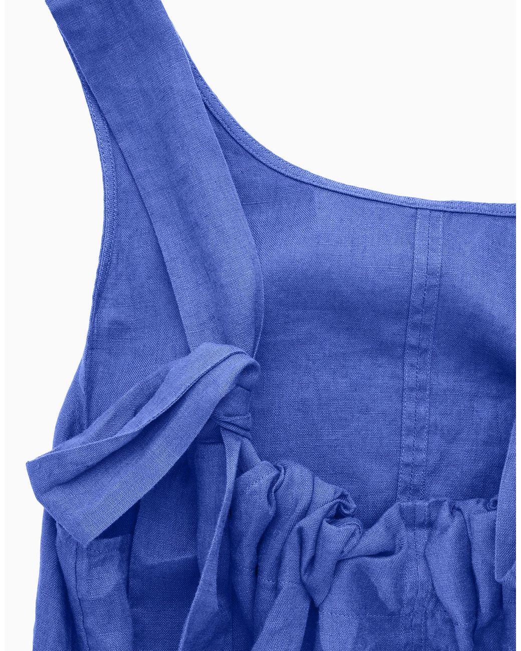 COS Gathered Linen Midi Dress in Blue | Lyst UK COS Gathered Linen Midi Dress in Blue | Lyst UK
