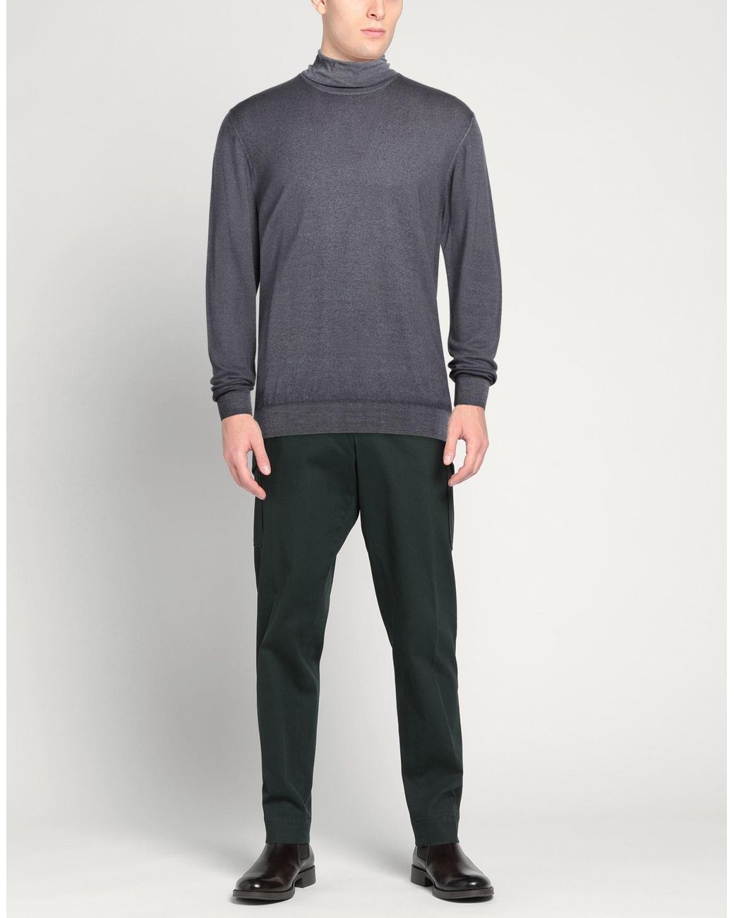 Fedeli Blue Turtleneck Merino Wool for men