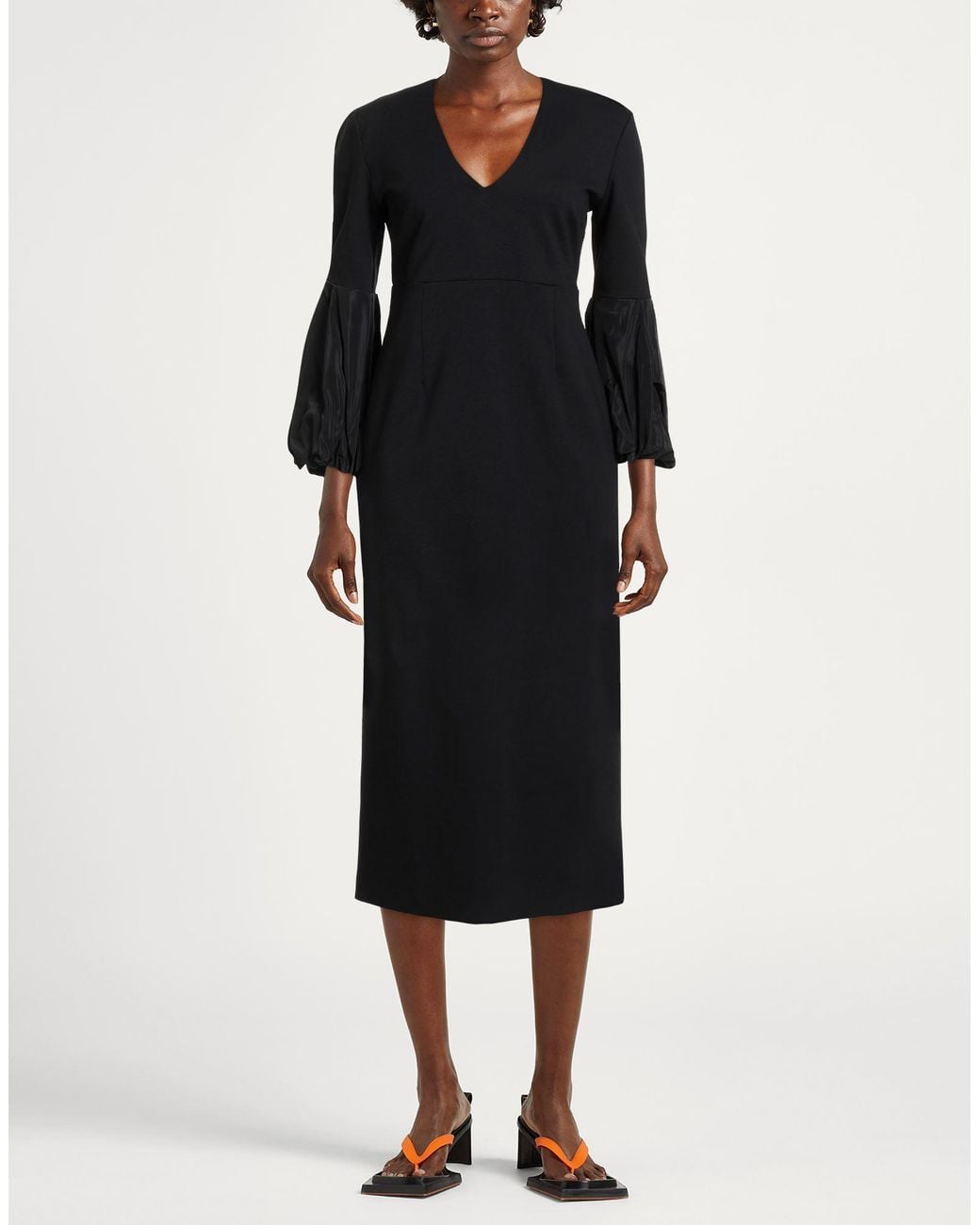 MEIMEIJ Black Midi Dress Viscose, Polyamide, Elastane, Polyester, Acetate