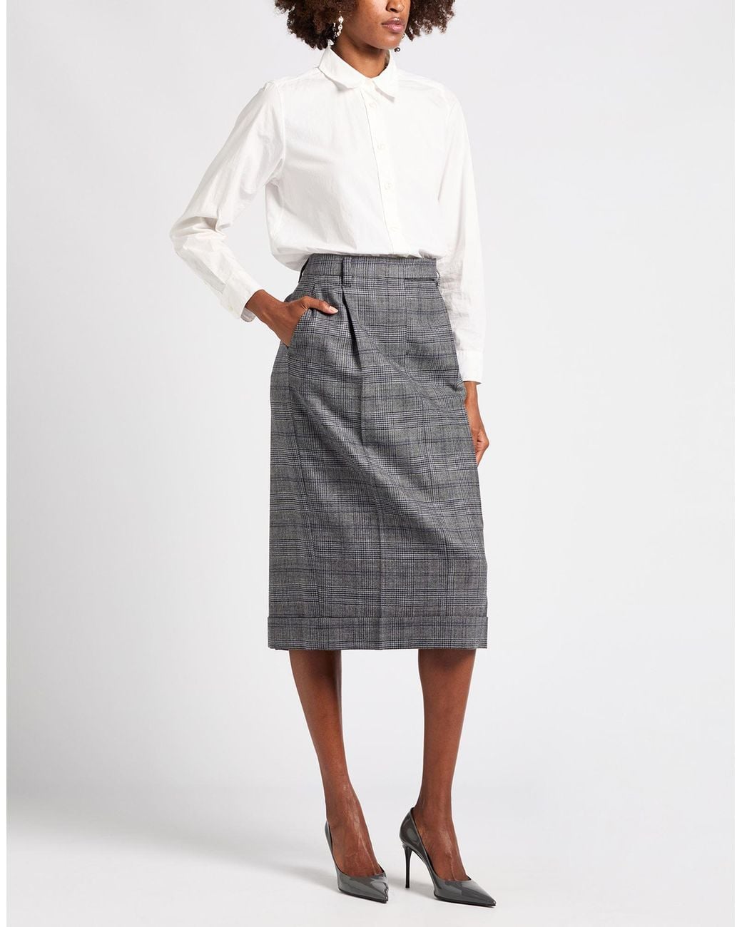 Brunello Cucinelli Gray Midi Skirt Virgin Wool