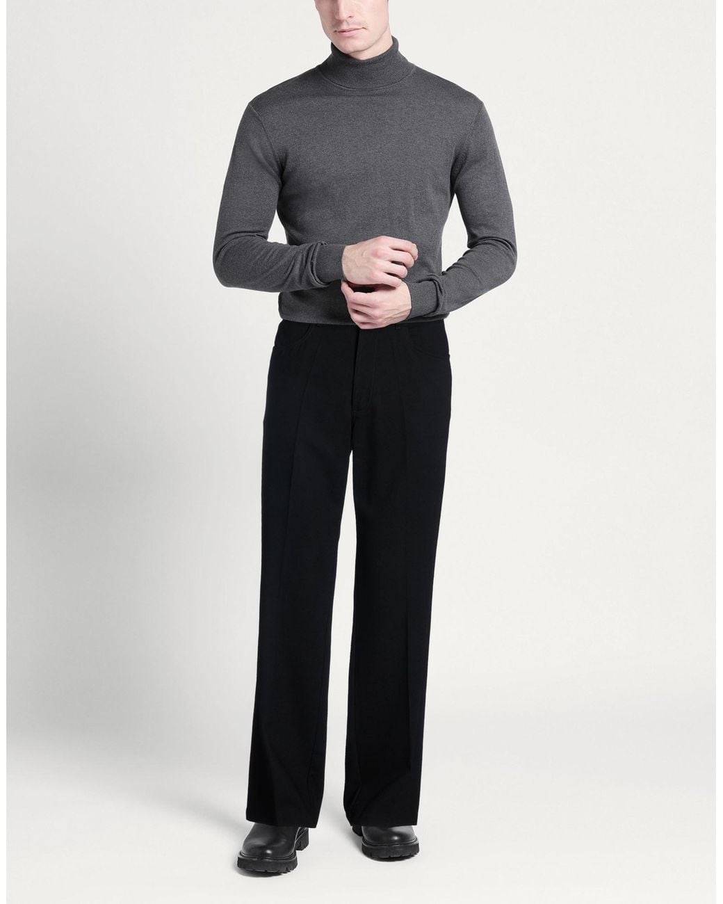 Second Layer Black Pants Wool for men