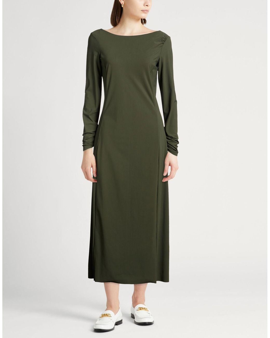 Maliparmi Green Military Maxi Dress Polyamide, Elastane