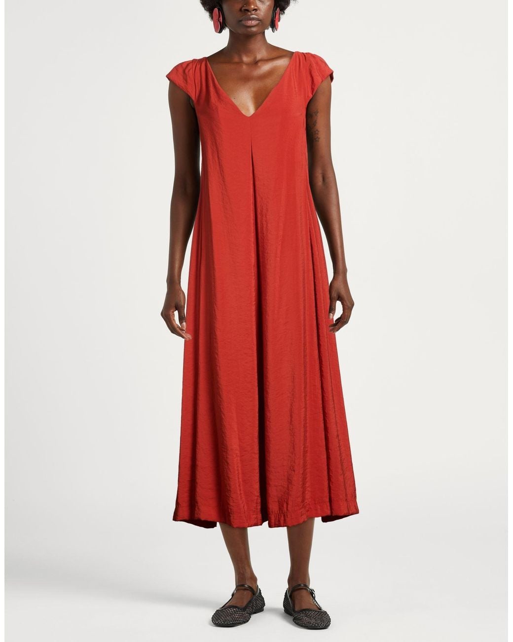 Alpha Studio Red Midi Dress Modal, Polyester