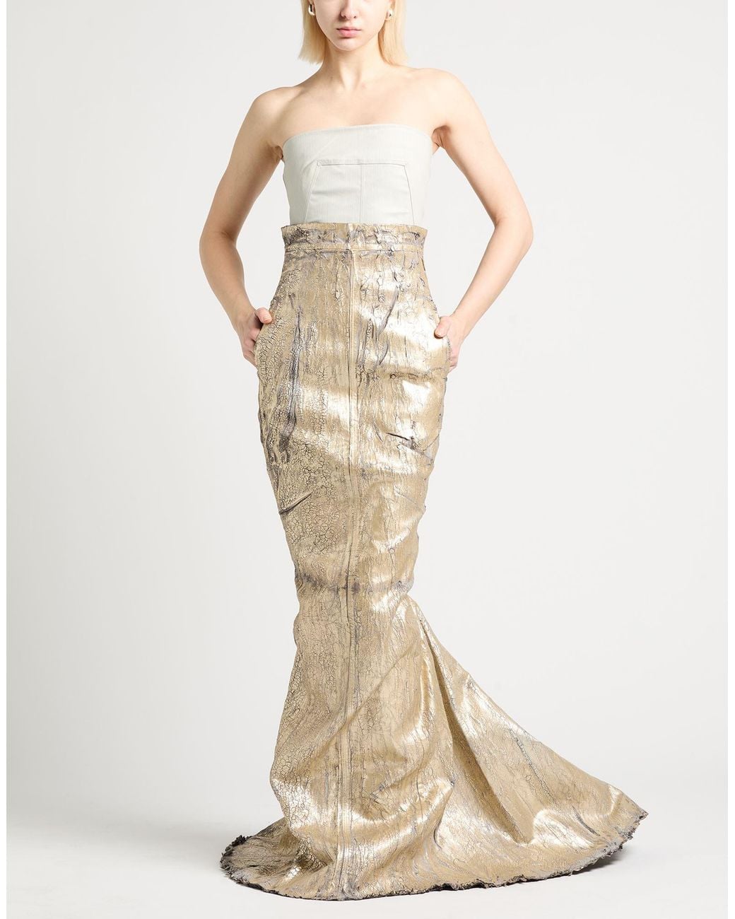 Rick Owens Natural Maxi Skirt Cotton, Elastomultiester, Rubber