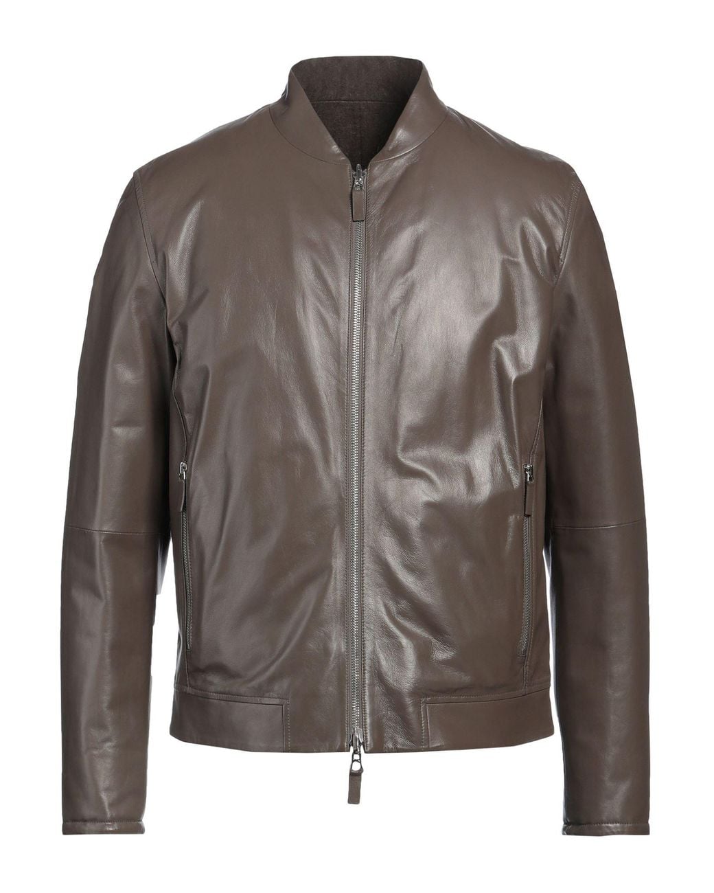 Emporio Armani Brown Military Jacket Lambskin, Virgin Wool, Cashmere for men