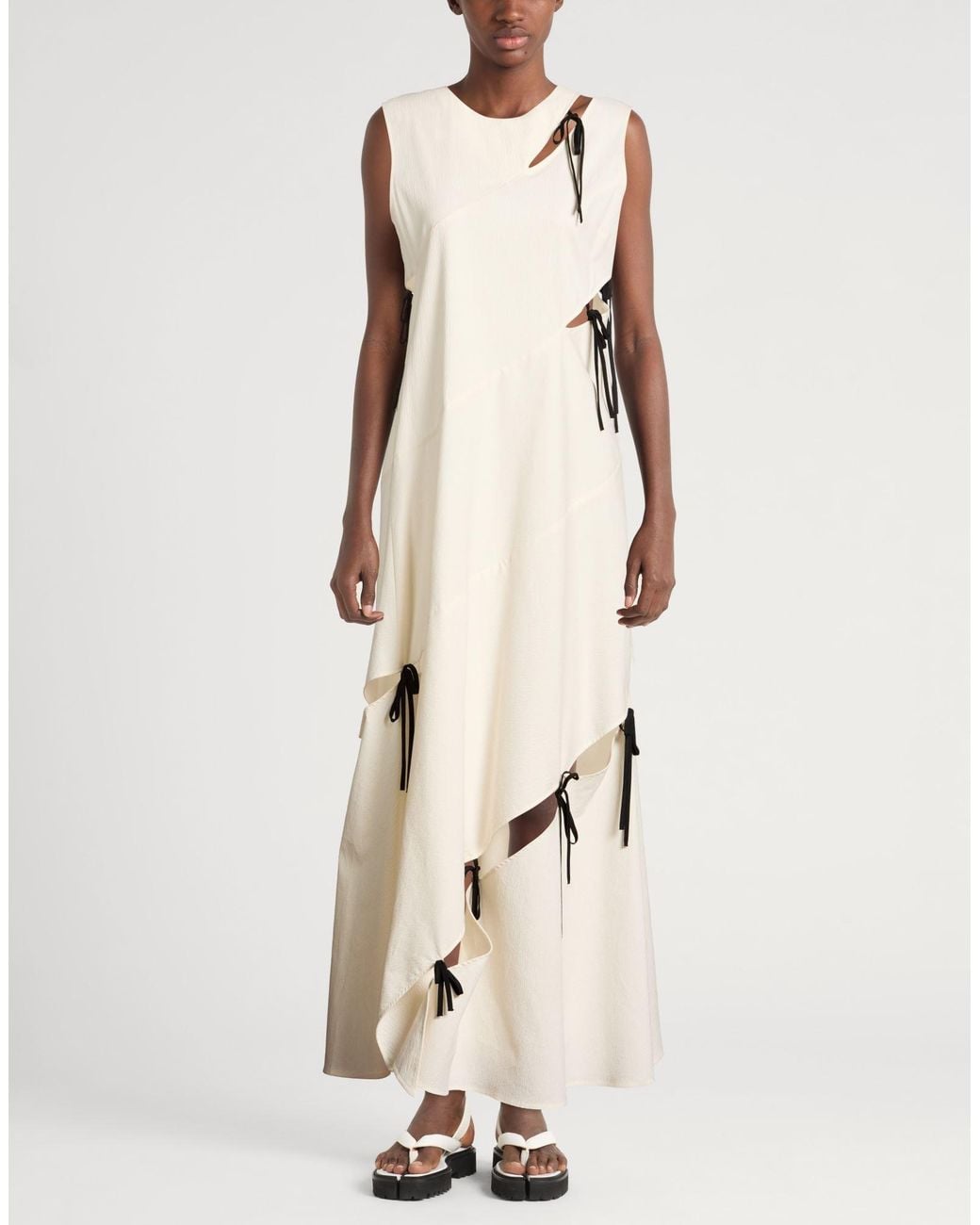Eudon Choi Natural Maxi Dress Cotton, Elastane
