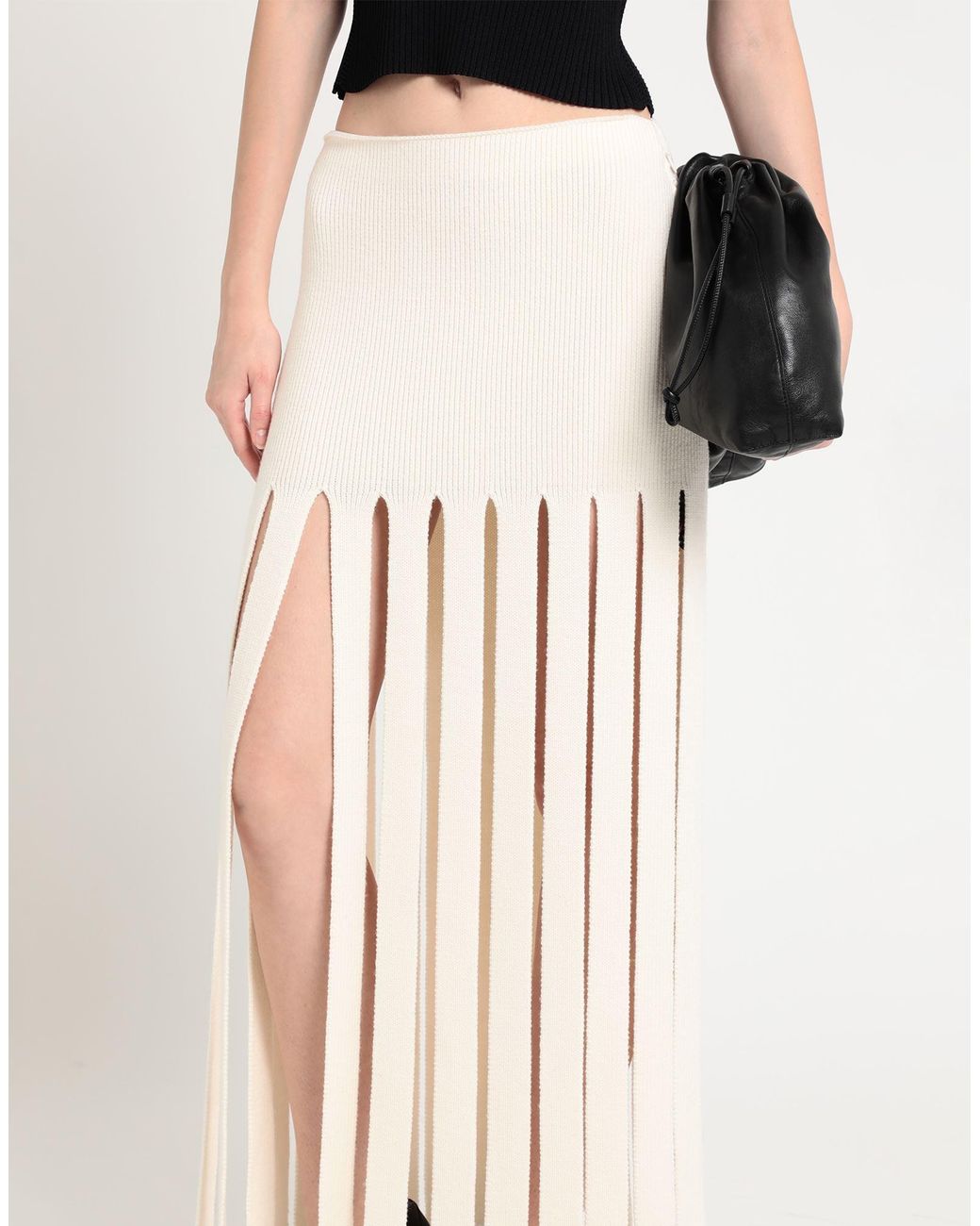 Alanui White Maxi Skirt Virgin Wool