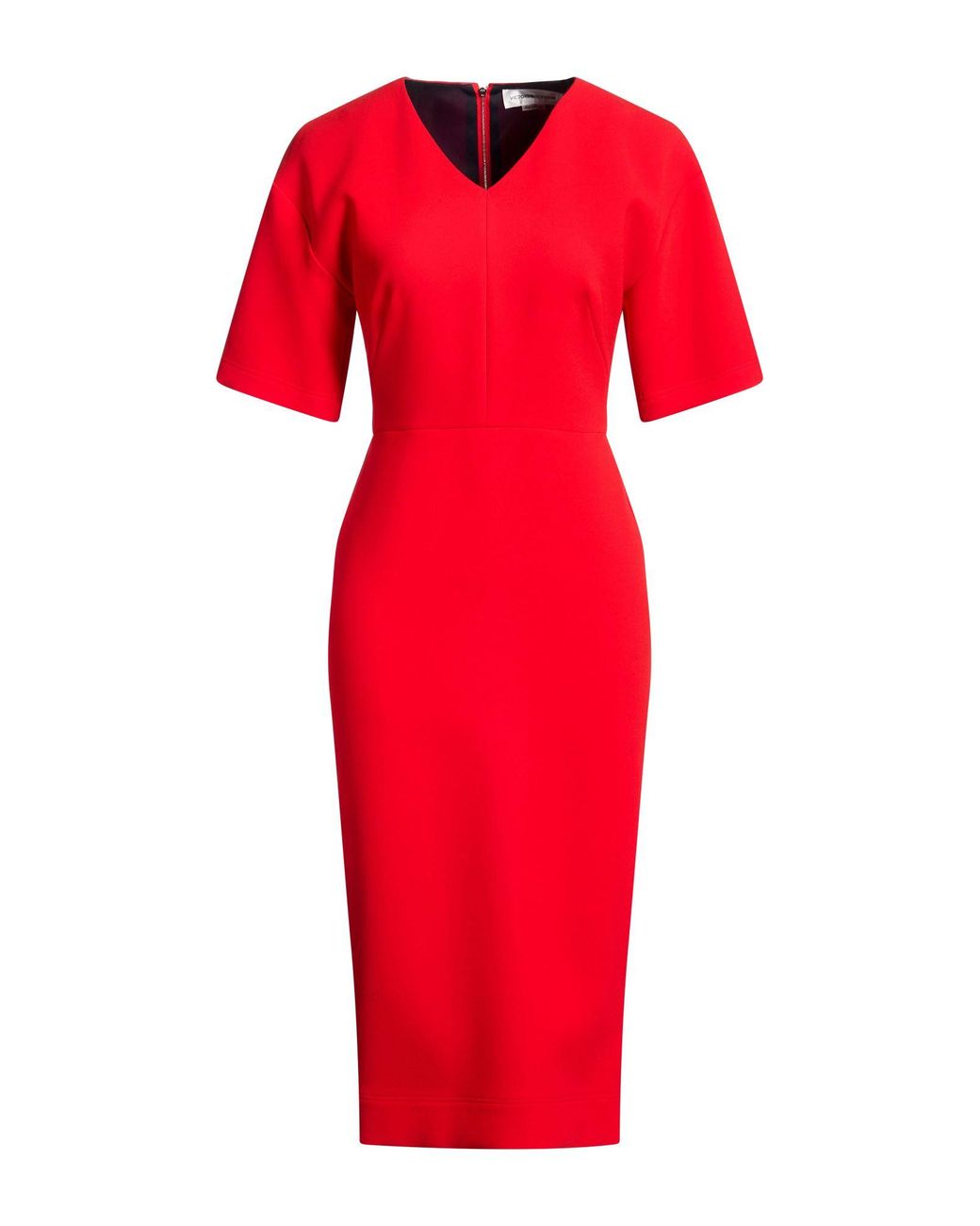 Victoria Beckham Red Midi Dress Triacetate, Polyester