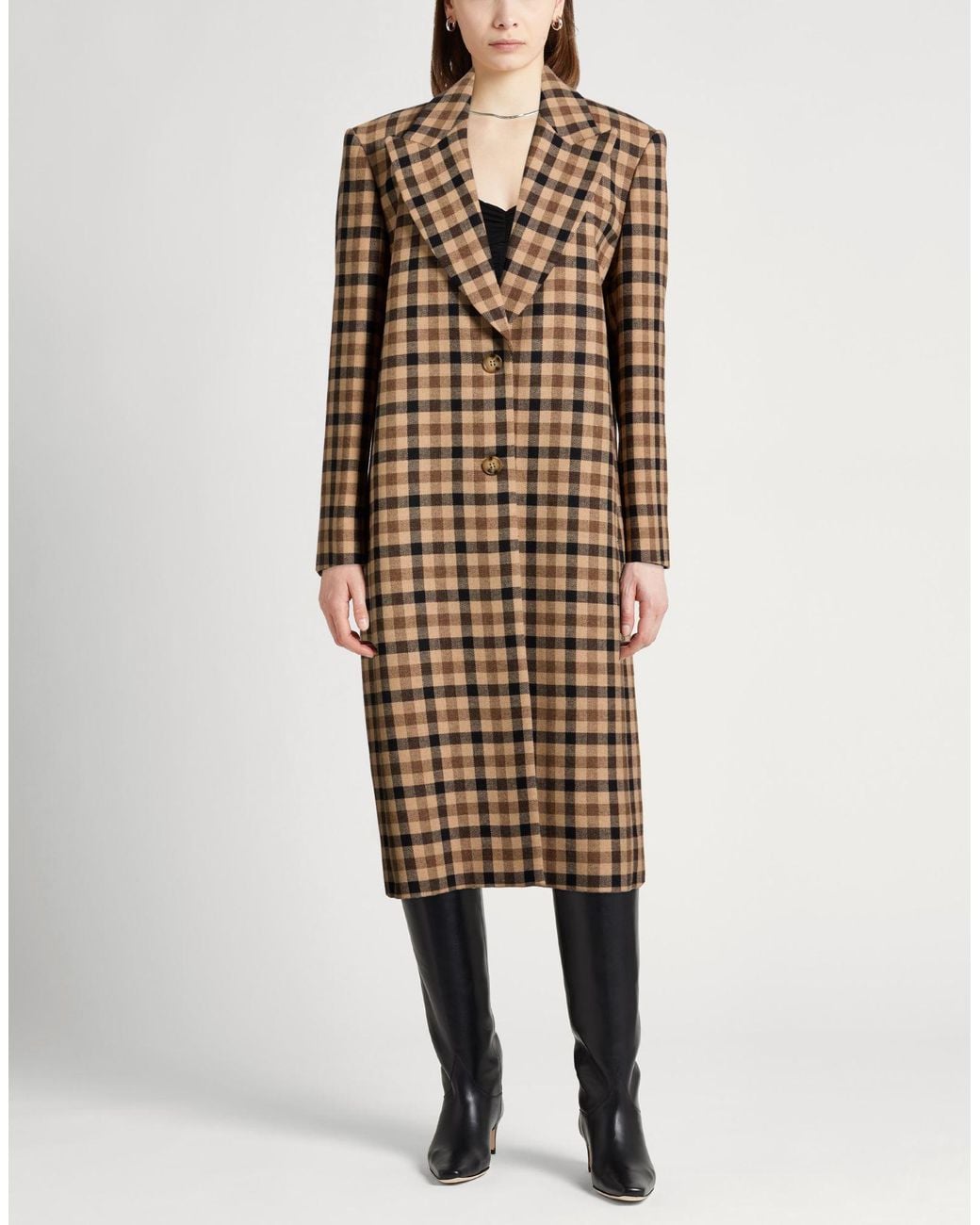 Twinset Natural Camel Coat Wool, Polyester, Viscose