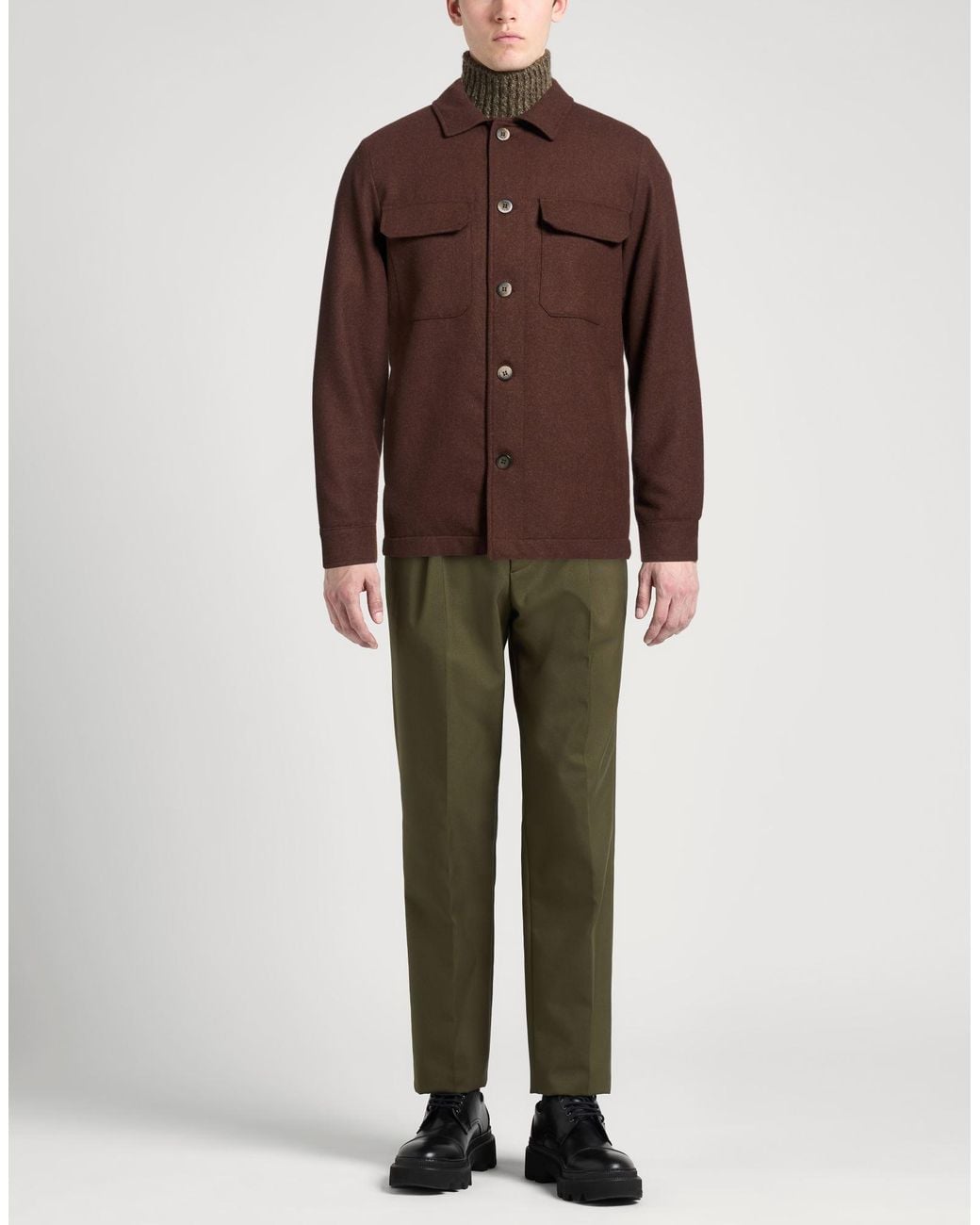 AT.P.CO Brown Jacket Polyester, Viscose, Wool for men