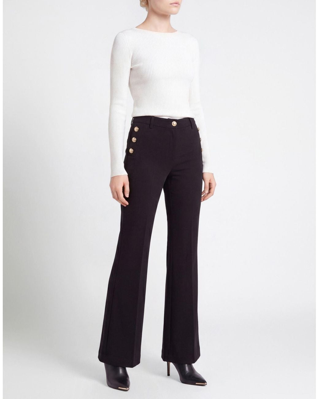 Guess Black Pants Viscose, Polyamide, Elastane