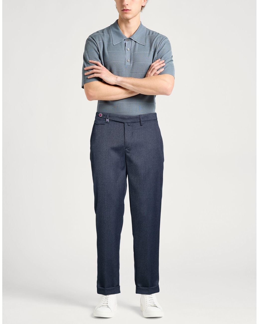 Barbati Blue Pants Polyester, Viscose, Elastane for men