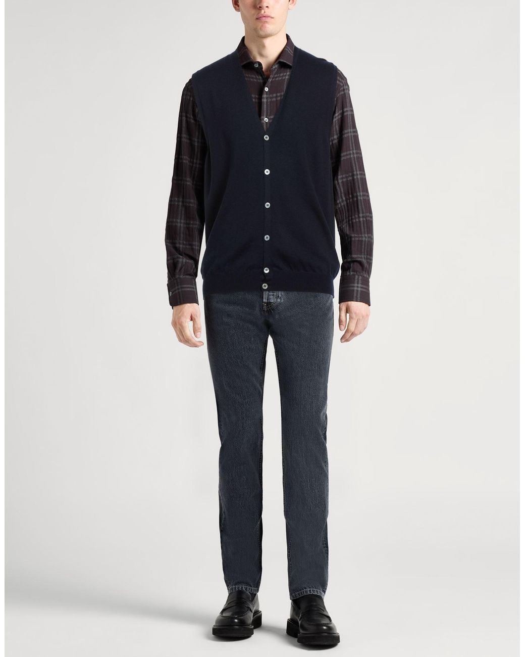 Gran Sasso Blue Midnight Cardigan Virgin Wool for men