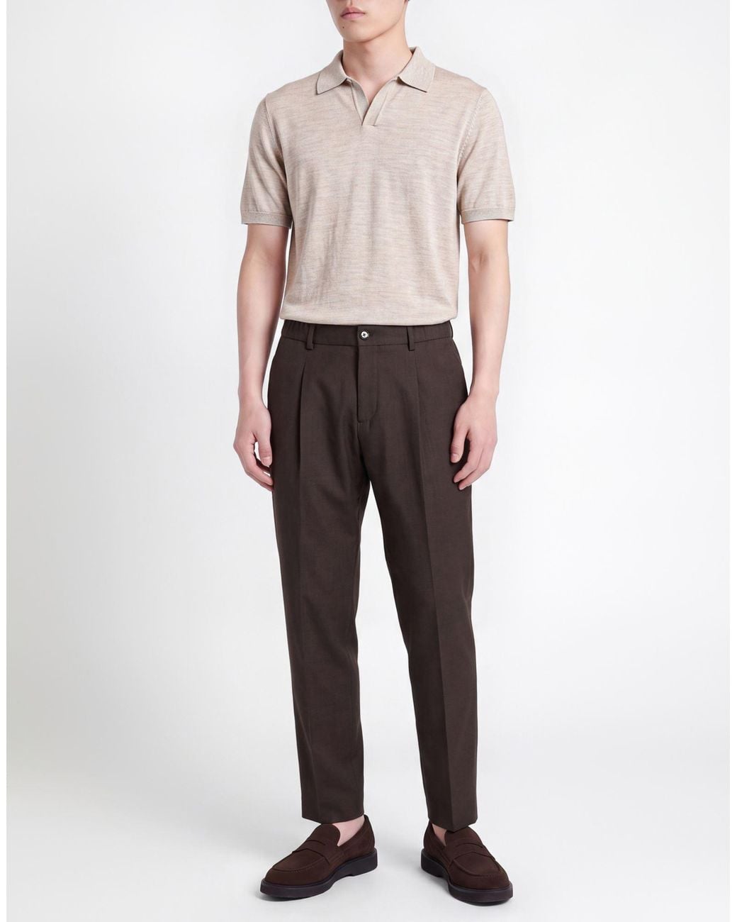 BE ABLE Brown Pants Wool, Polyester, Elastane for men