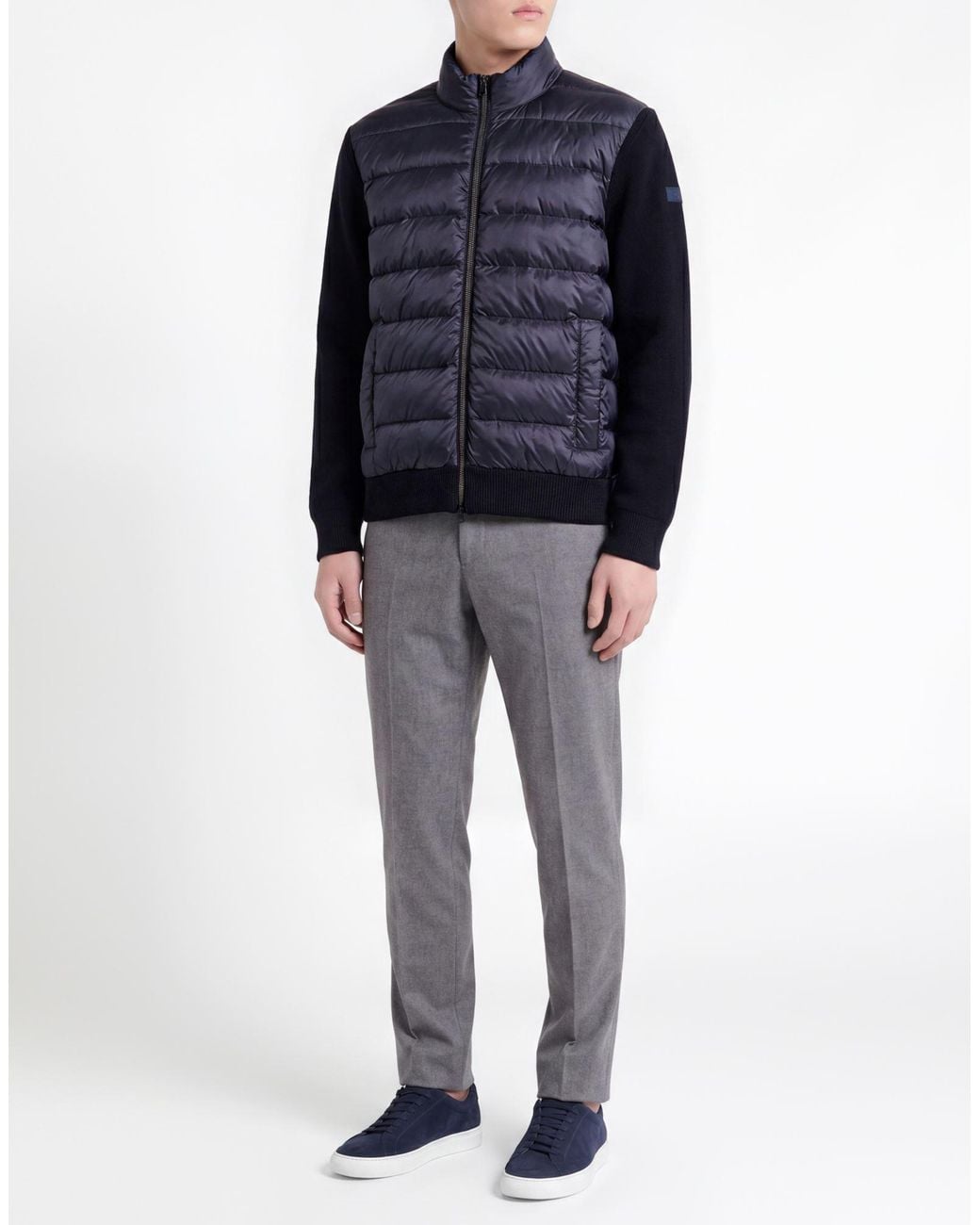 Façonnable Blue Midnight Puffer Wool, Polyamide for men