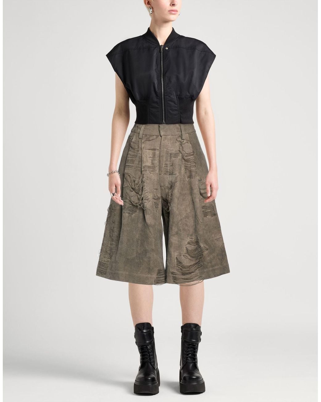 Uma Wang Gray Shorts & Bermuda Shorts Cotton, Linen