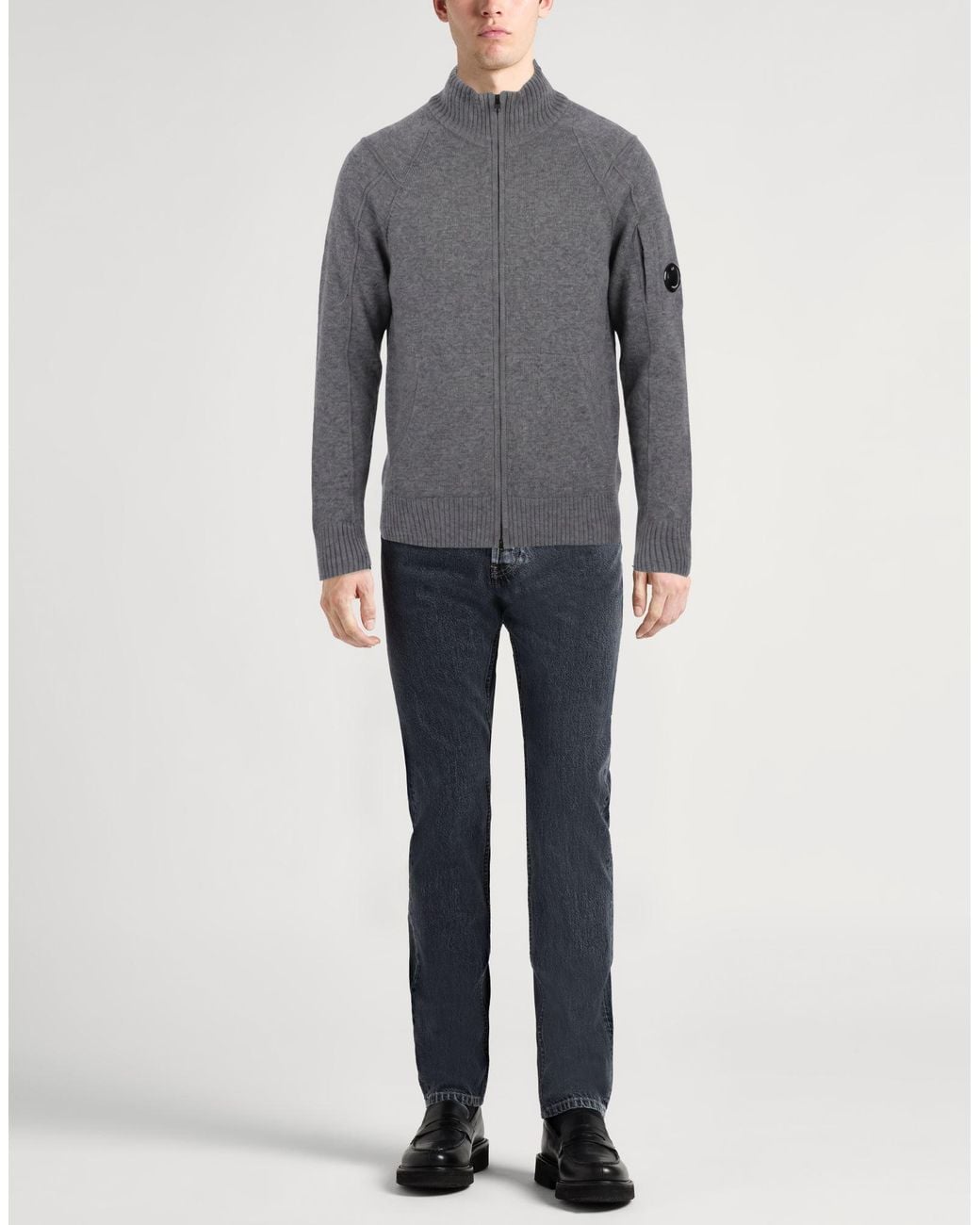 C P Company Gray Cardigan Wool, Polyamide for men