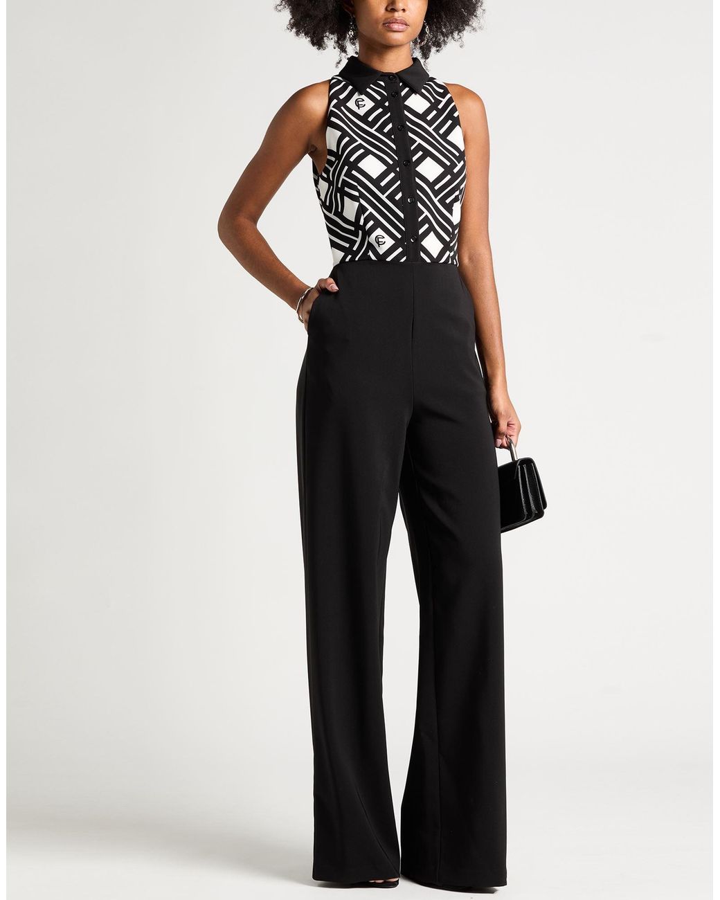 Cristinaeffe Black Jumpsuit Polyester, Elastane