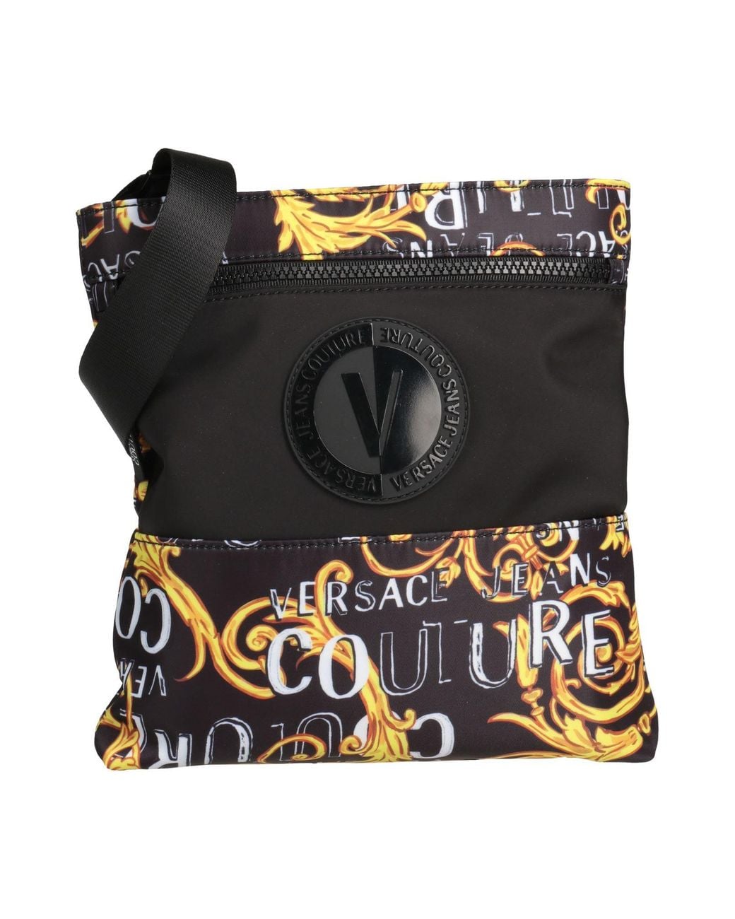 Versace Jeans Couture Black Baroque Pattern-Print Shoulder Bag for men