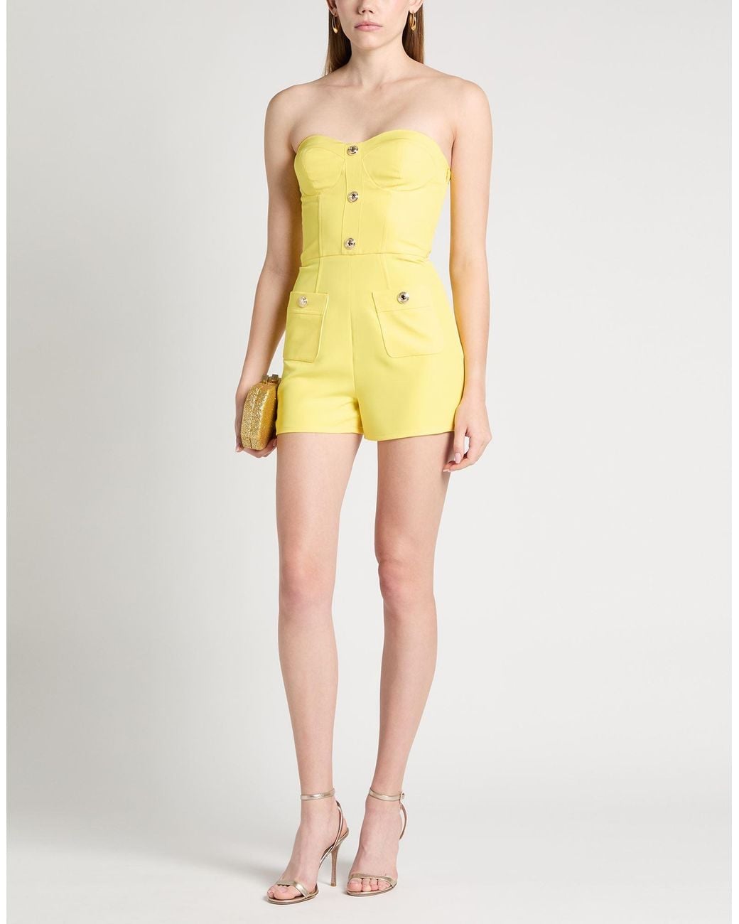Gaelle Paris Yellow Playsuit Polyester, Elastane