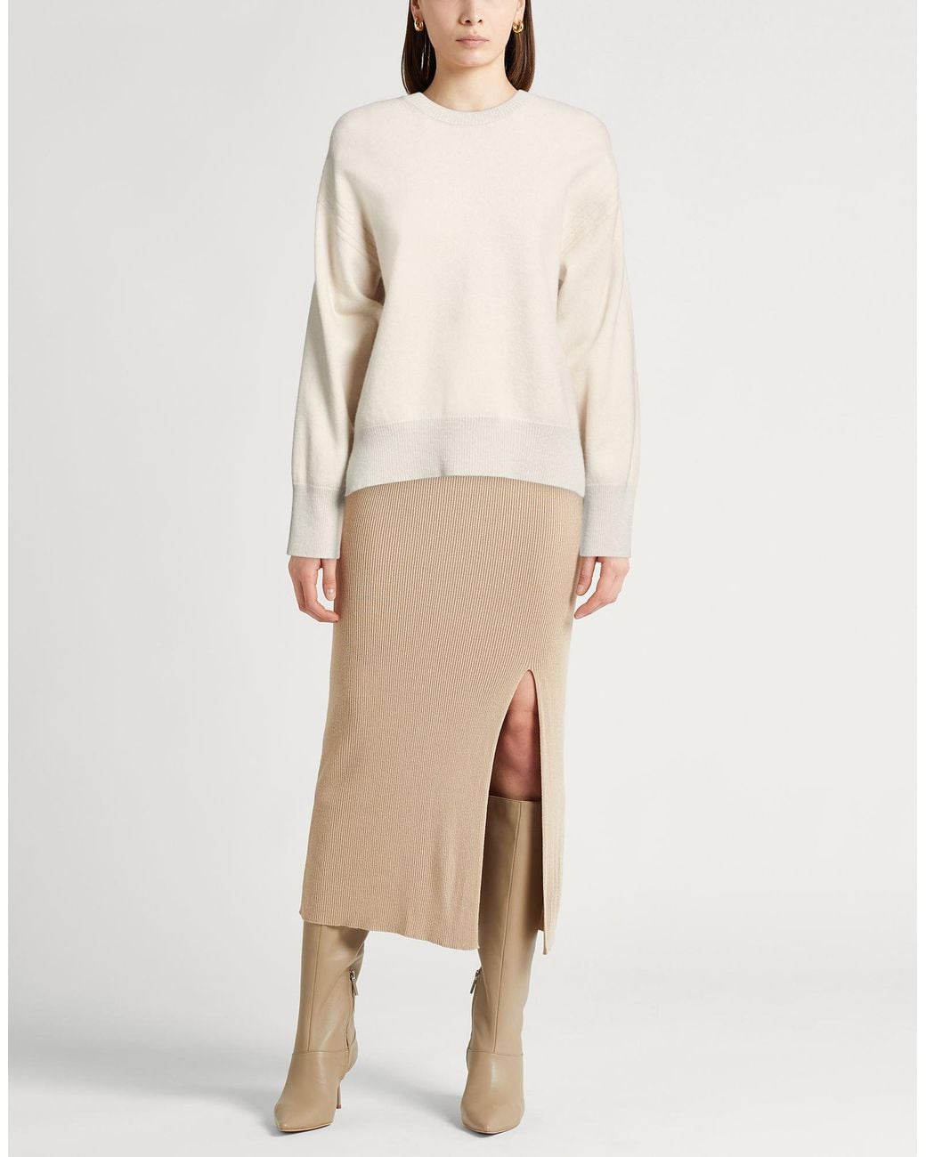 Peserico Natural Cream Sweater Wool, Cashmere, Metal Fiber
