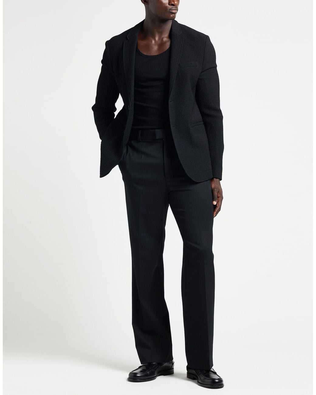 Emporio Armani Black Blazer Virgin Wool, Polyamide, Elastane for men