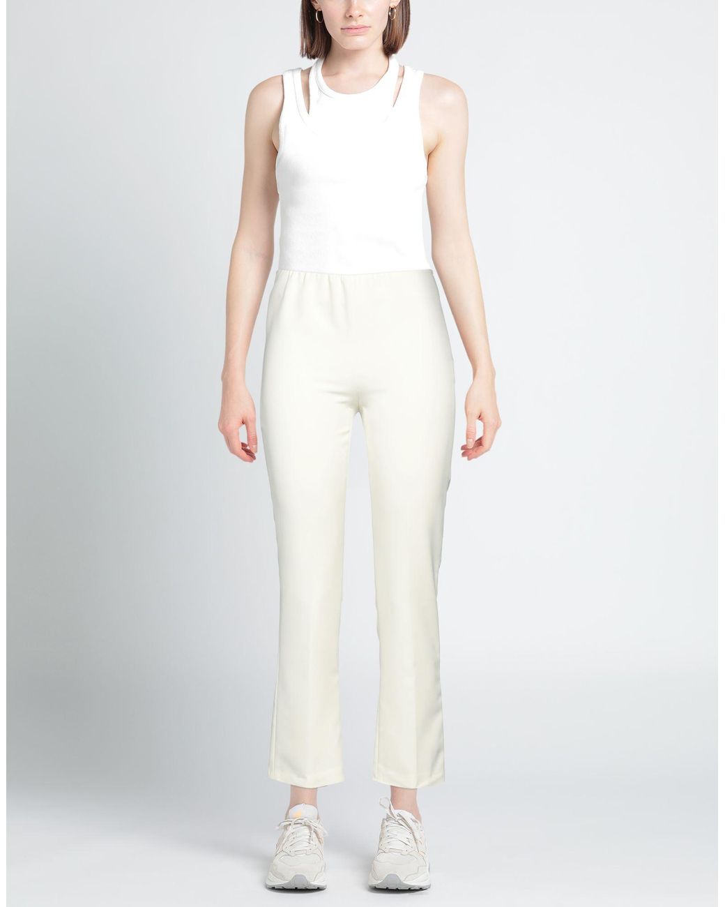 Compagnia Italiana White Pants Polyester, Elastane