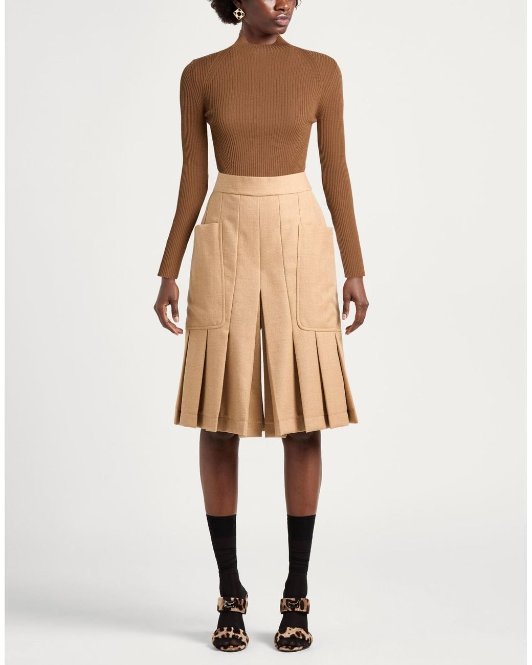Twinset Brown Camel Turtleneck Wool