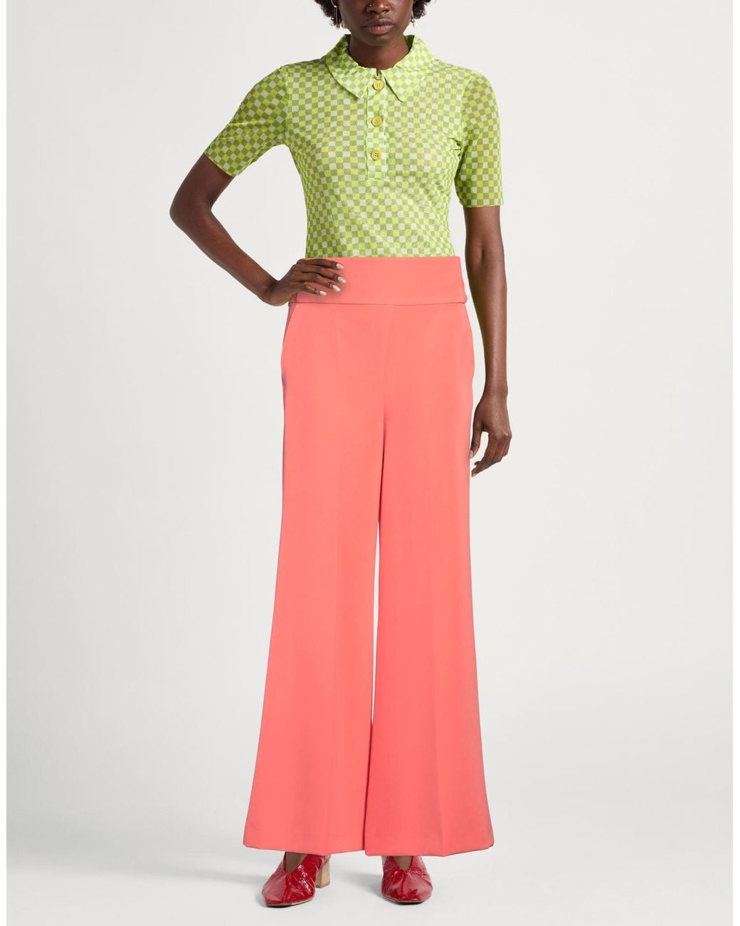 Hanita Pink Coral Pants Polyester, Elastane