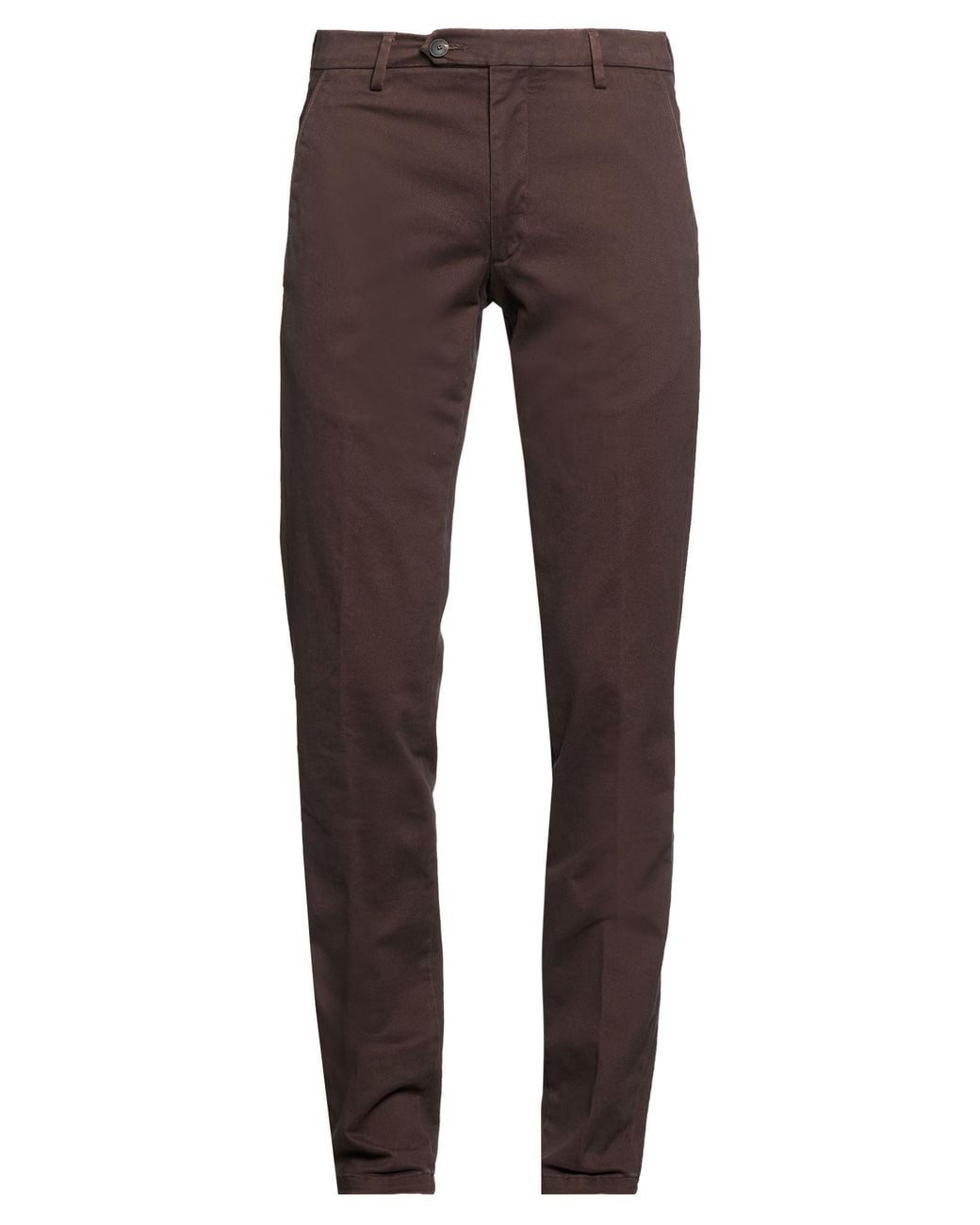 Michael Coal Brown Pants Cotton, Elastane for men
