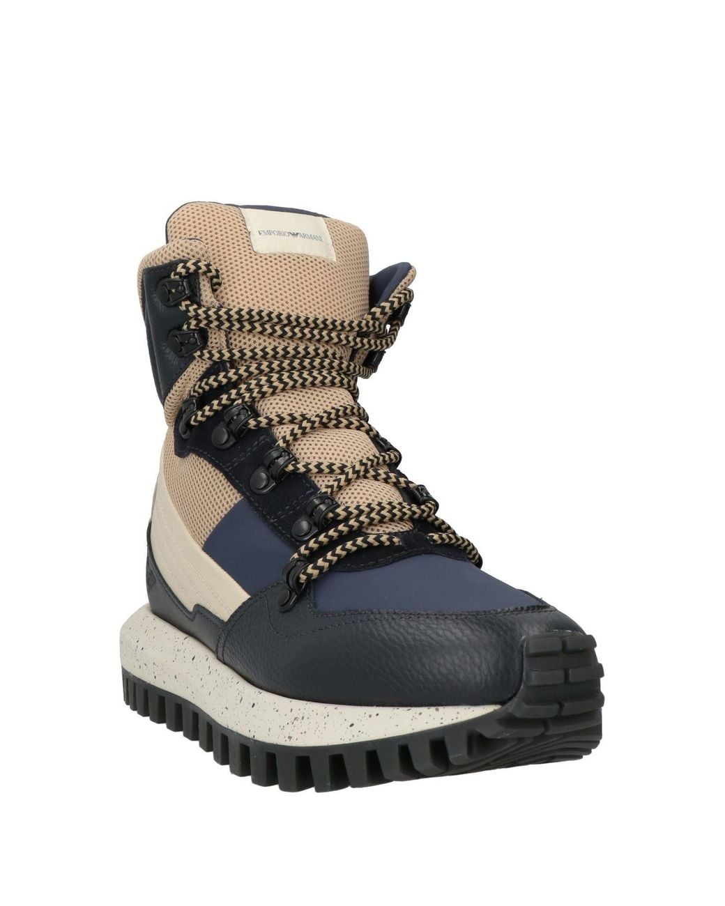 Emporio Armani Blue Ankle Boots Cow Leather, Textile Fibers for men