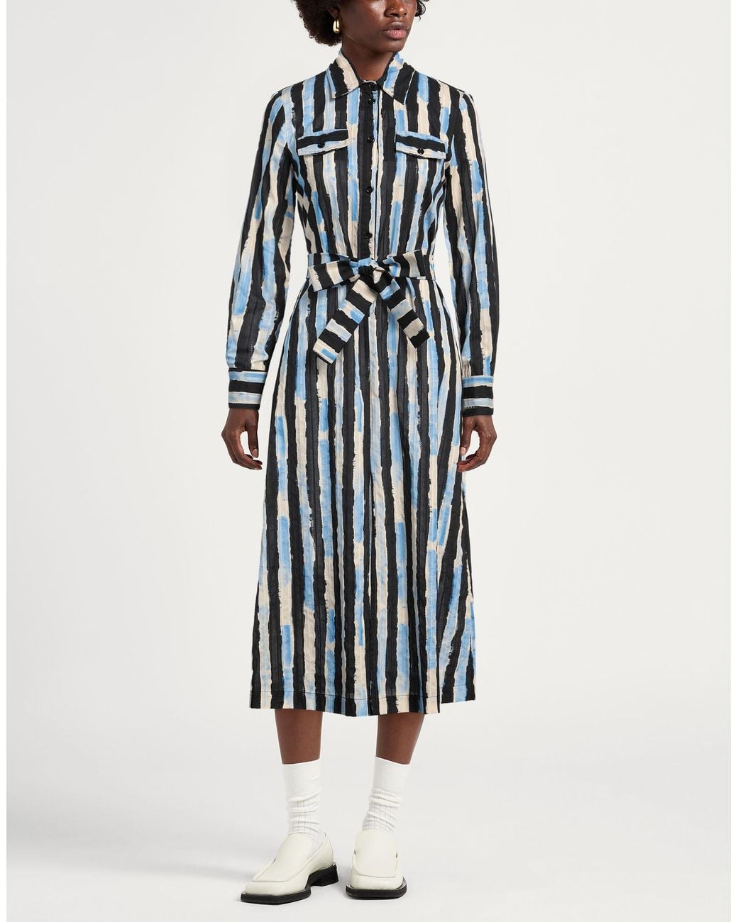 Pinko Blue Midi Dress Cotton