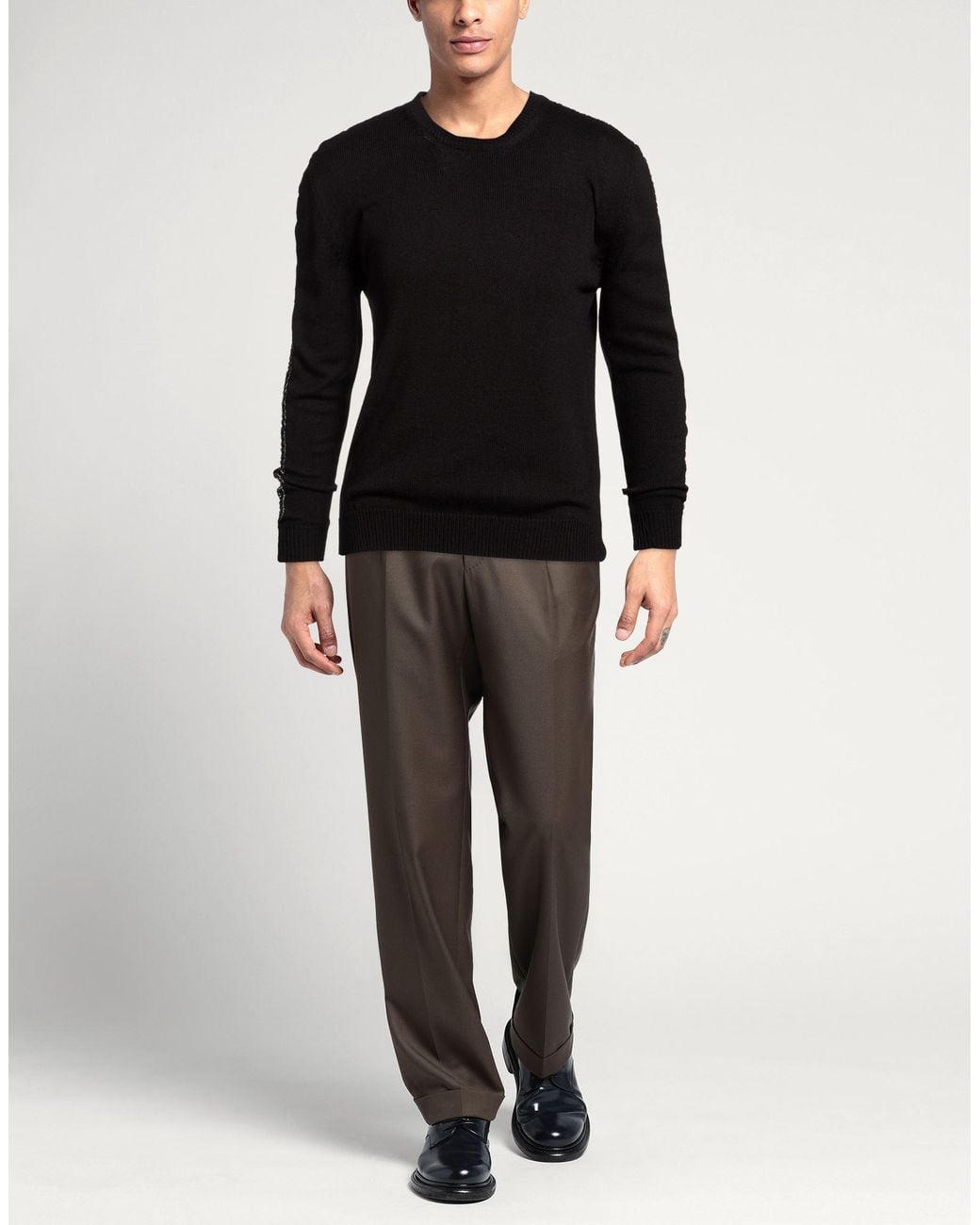 Les Hommes Black Sweater Wool, Acrylic for men