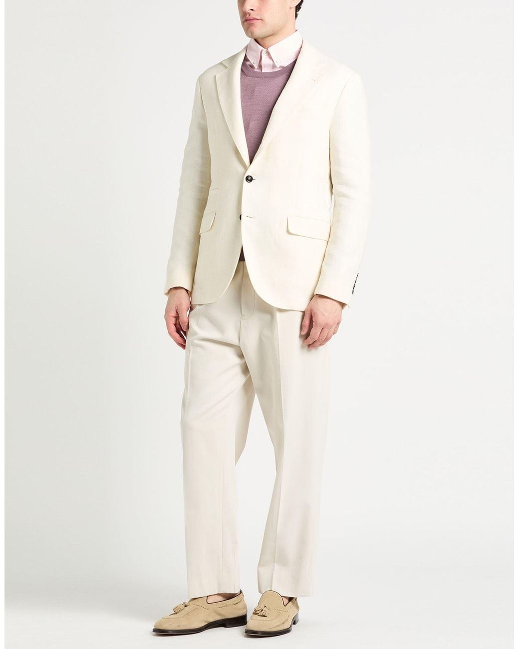 Brunello Cucinelli Natural Blazer Linen, Silk, Virgin Wool, Cotton for men